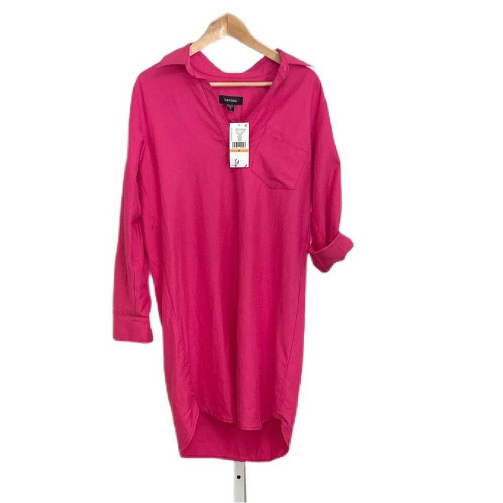 New Karen Kane Bright Pink Shirt Dress - Picture 10 of 12